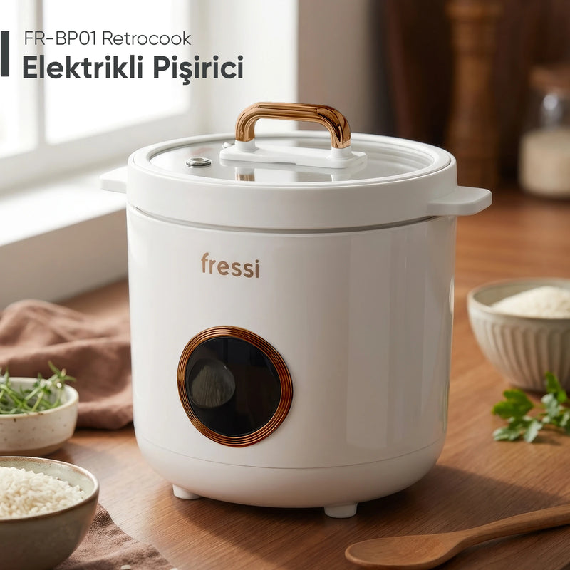 FR-BP01 Retrocook 1,2L 300W Çok Fonksiyonlu Elektrikli Pişirici