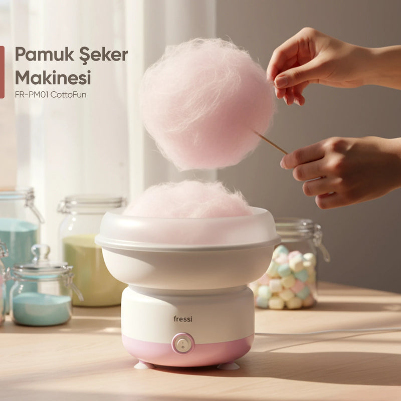 FR-PM01 CottoFun Çelik Hazneli 500W Pamuk Şeker Makinesi - Pembe