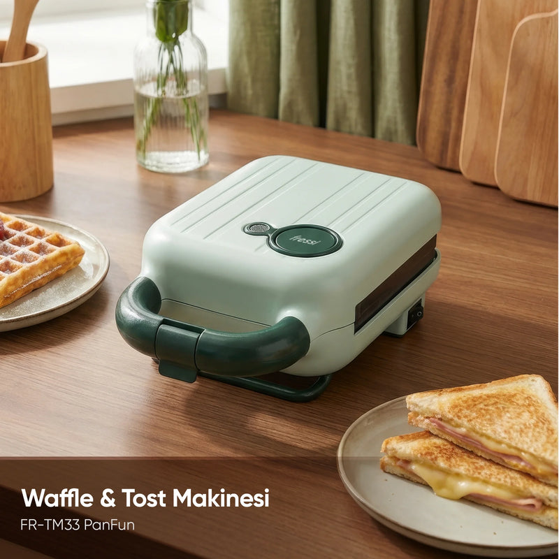 FR-TM33 PanFun Çıkarılabilir Plakalı Tost ve Waffle Makinesi - Yeşil