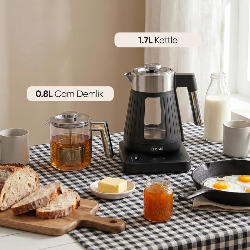 FR-CM17 Theora Dijital Standlı Cam Krem Çay Makinesi - Siyah