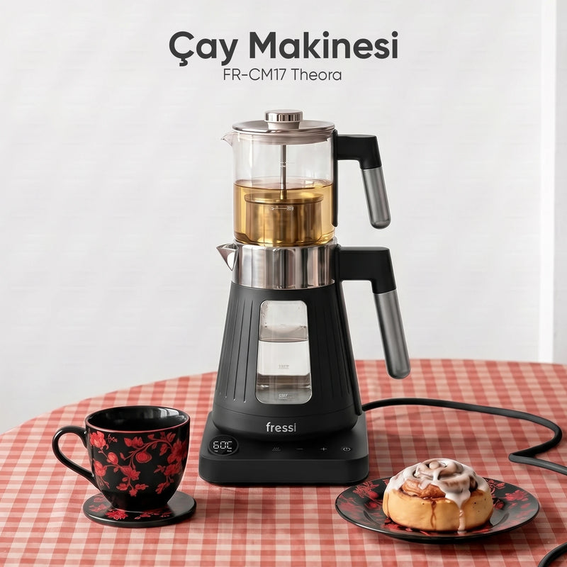 FR-CM17 Theora Dijital Standlı Cam Krem Çay Makinesi - Siyah