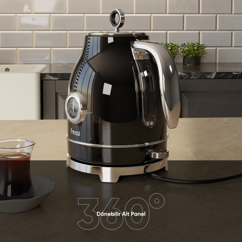 FR-KT05 Vintheat 1,7L Isı Göstergeli Kettle Su Isıtıcısı - Siyah