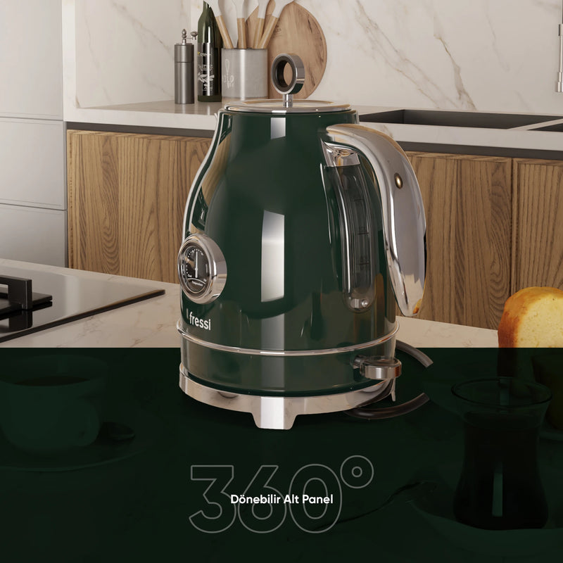 FR-KT05 Vintheat 1,7L Isı Göstergeli Kettle Su Isıtıcısı - Yeşil