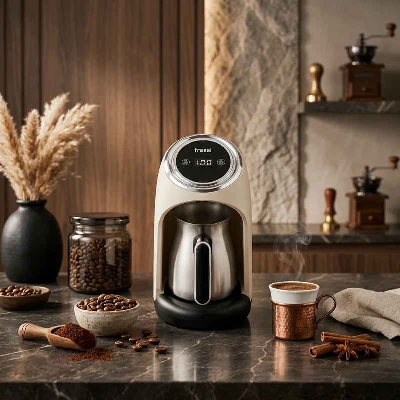 FR-TK302 4 Fincan Kapasiteli 500W Türk Kahve Makinesi - Krem