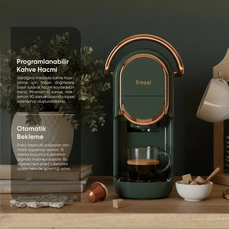 EM-542 Belezza Espresso & Cappuccino Makinesi Kapsül Kahve Makinesi - Yeşil