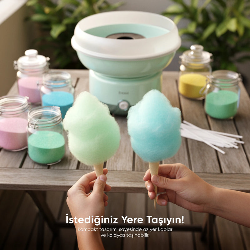 FR-PM01 CottoFun Çelik Hazneli 500W Pamuk Şeker Makinesi - Yeşil