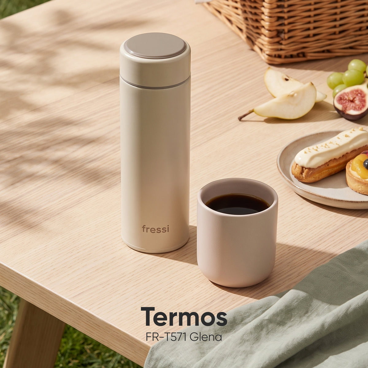 FR-T571 Glena Termos Paslanmaz Çelik 500 ML Termos Krem