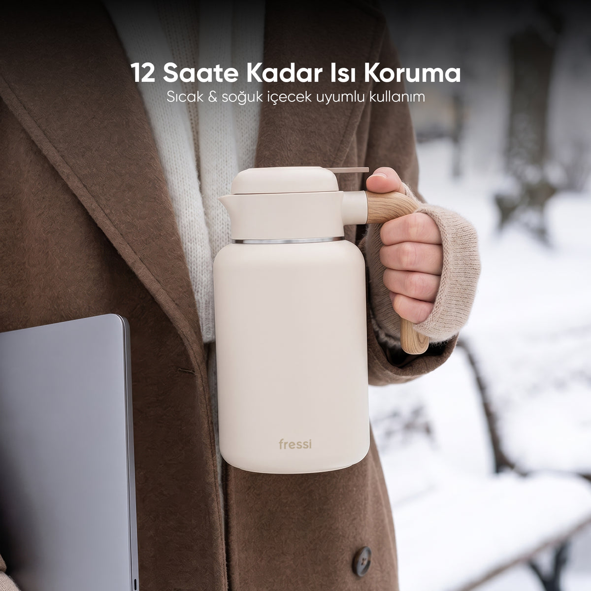 FR-T1605 Terano Paslanmaz Çelik 1600 ML Termos Krem