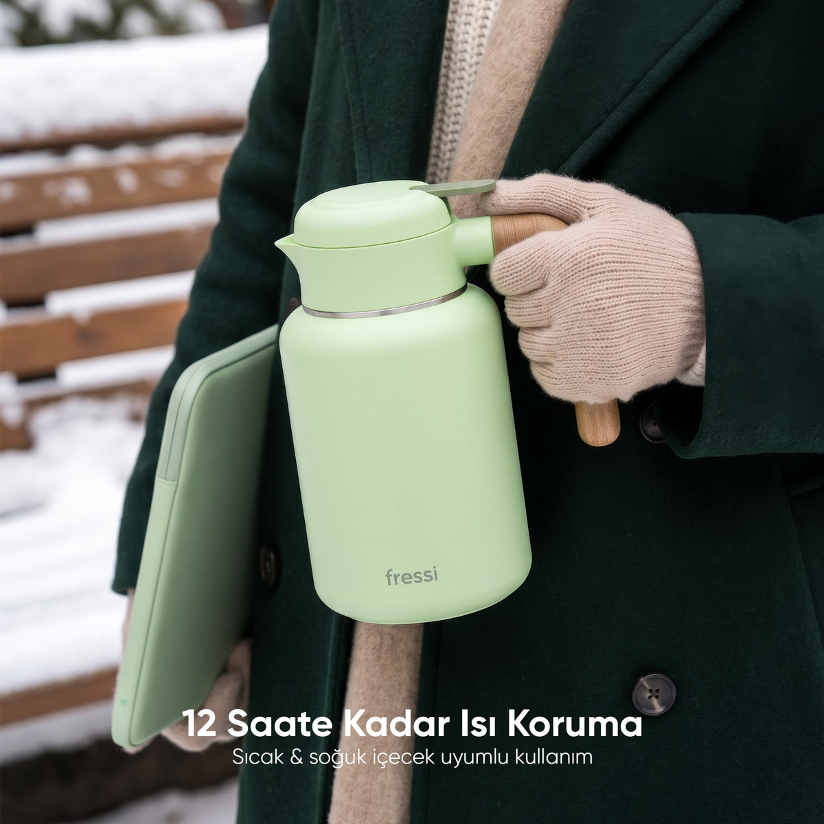 FR-T1605 Terano Paslanmaz Çelik 1600 ML Termos Yeşil