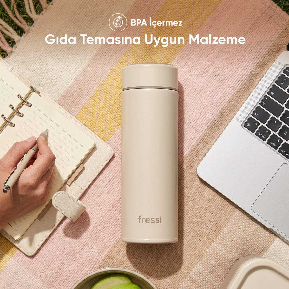 FR-T571 Glena Termos Paslanmaz Çelik 500 ML Termos Krem