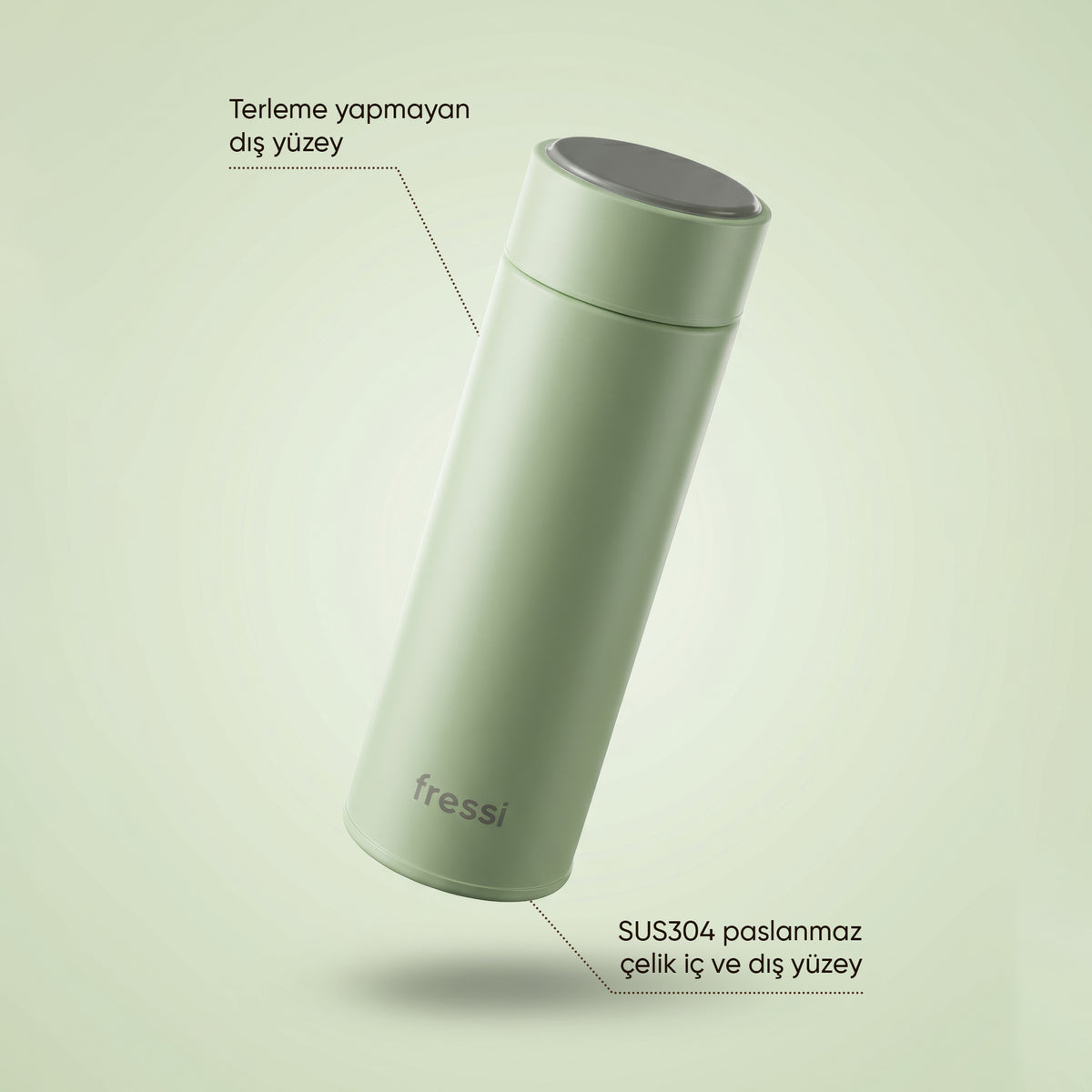 FR-T571 Glena Termos Paslanmaz Çelik 500 ML Termos Yeşil