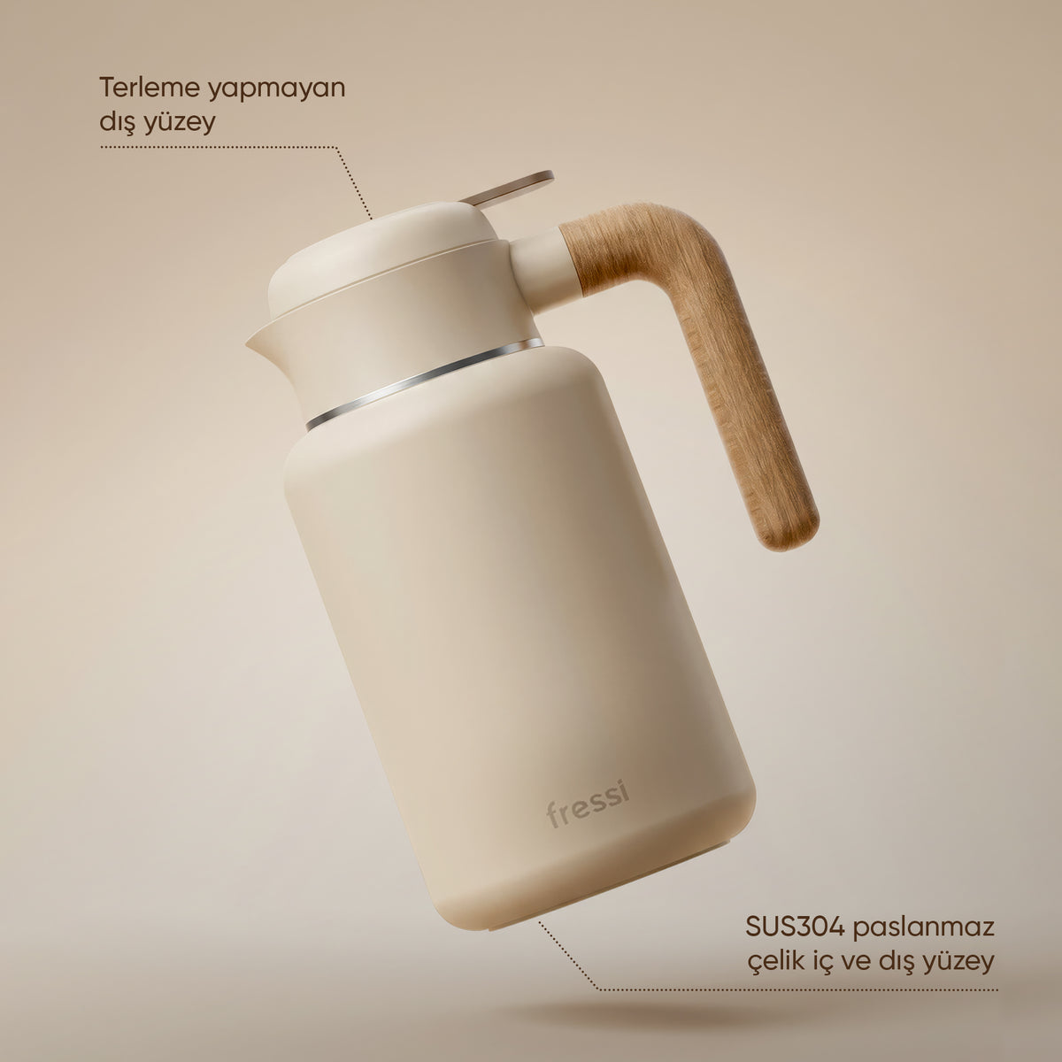 FR-T1605 Terano Paslanmaz Çelik 1600 ML Termos Krem