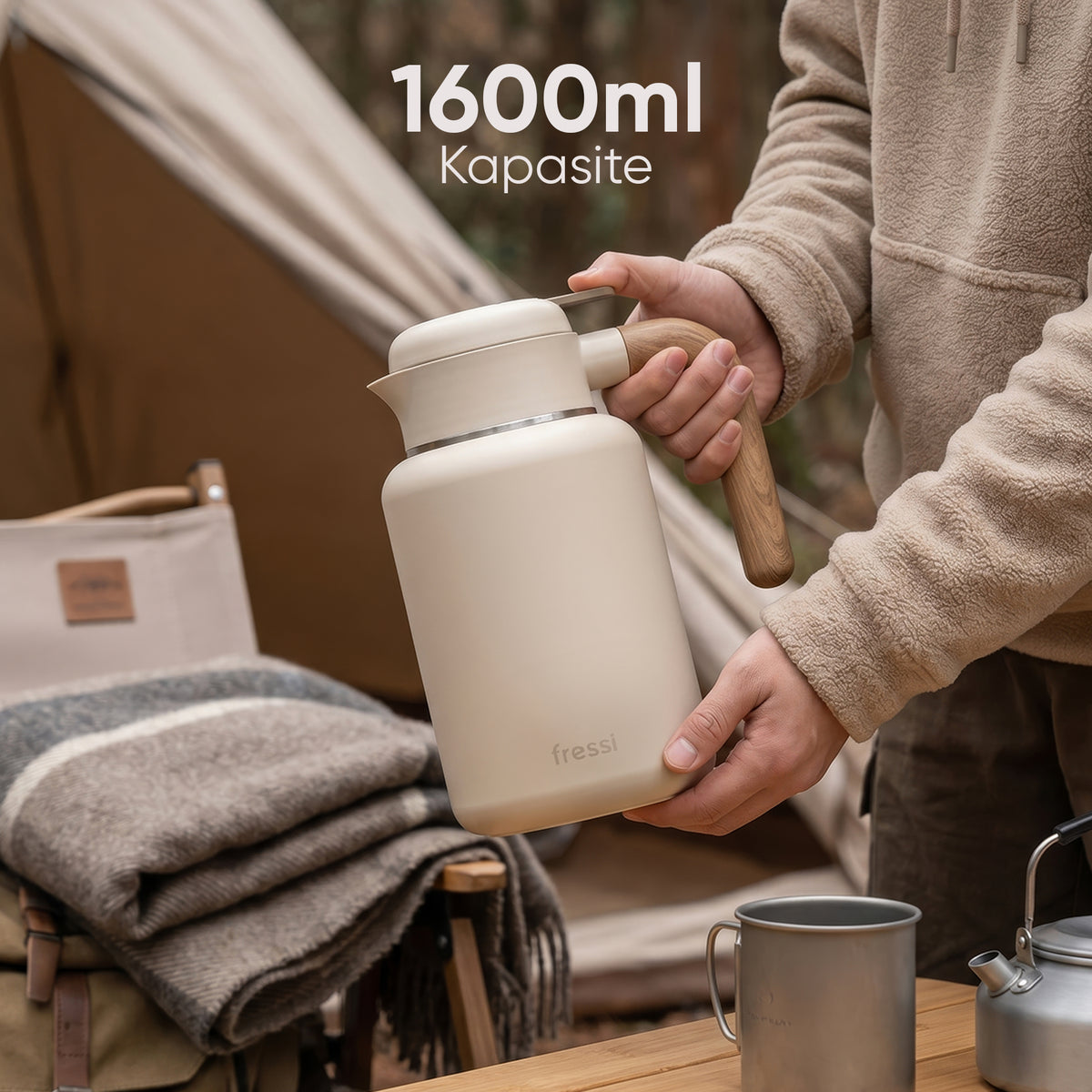 FR-T1605 Terano Paslanmaz Çelik 1600 ML Termos Krem