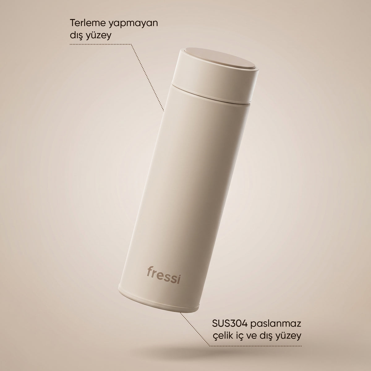 FR-T571 Glena Termos Paslanmaz Çelik 500 ML Termos Krem