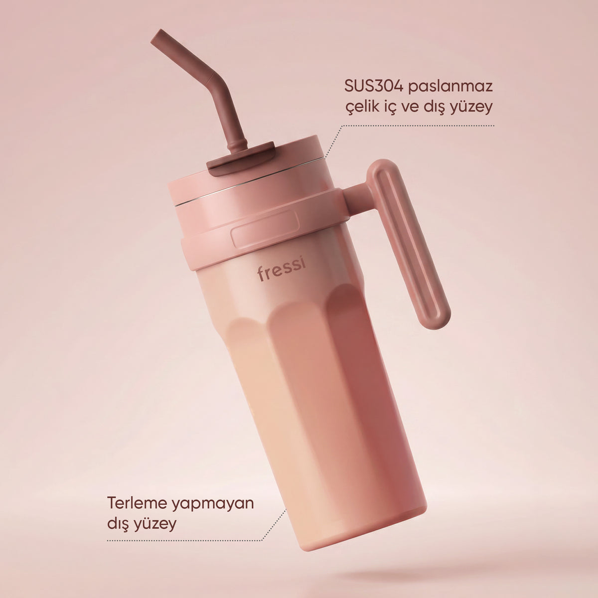 FR-T956 Calora Paslanmaz Çelik 950 ML Termos Pembe