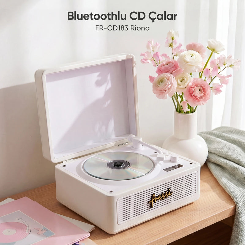 FR-CD183 Riona Dahili Hoparlörlü Bluetoothlu CD Çalar - Krem