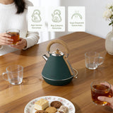 FR-KT07 Retro Mavera 1,7 Litre Ahşap Kulp Detaylı Kettle Su Isıtıcısı - Yeşil