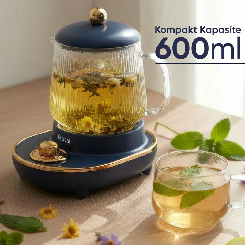 YSB-GC03 Venice 600ml Elektrikli Çok Fonksiyonlu Cam Su Isıtıcı Kettle Bitki Çayı Makinesi - Lacivert