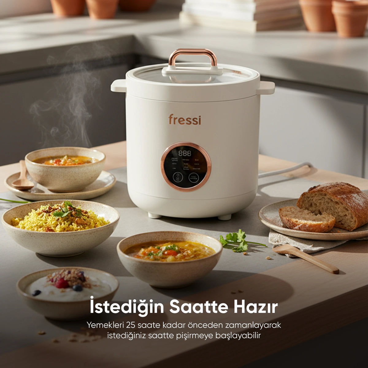 FR-BP01 Retrocook 1,2L 300W Çok Fonksiyonlu Elektrikli Pişirici