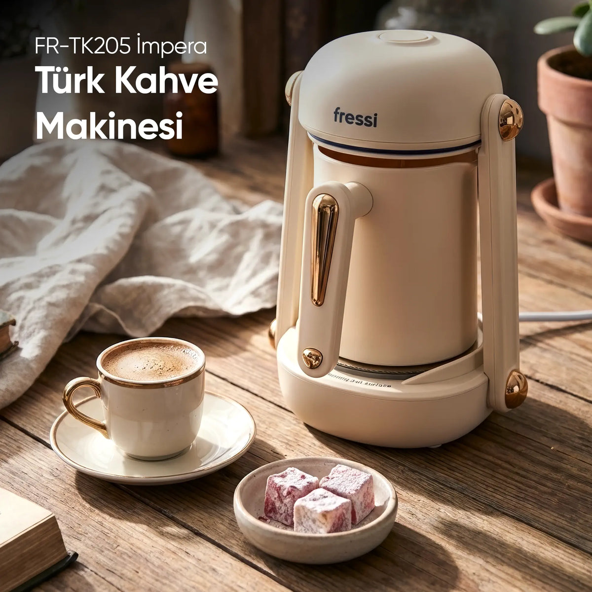 FR-TK205 İmpera Türk Kahve Makinesi 5 Fincan Kapasiteli Sesli Uyarı Sistemi - Krem