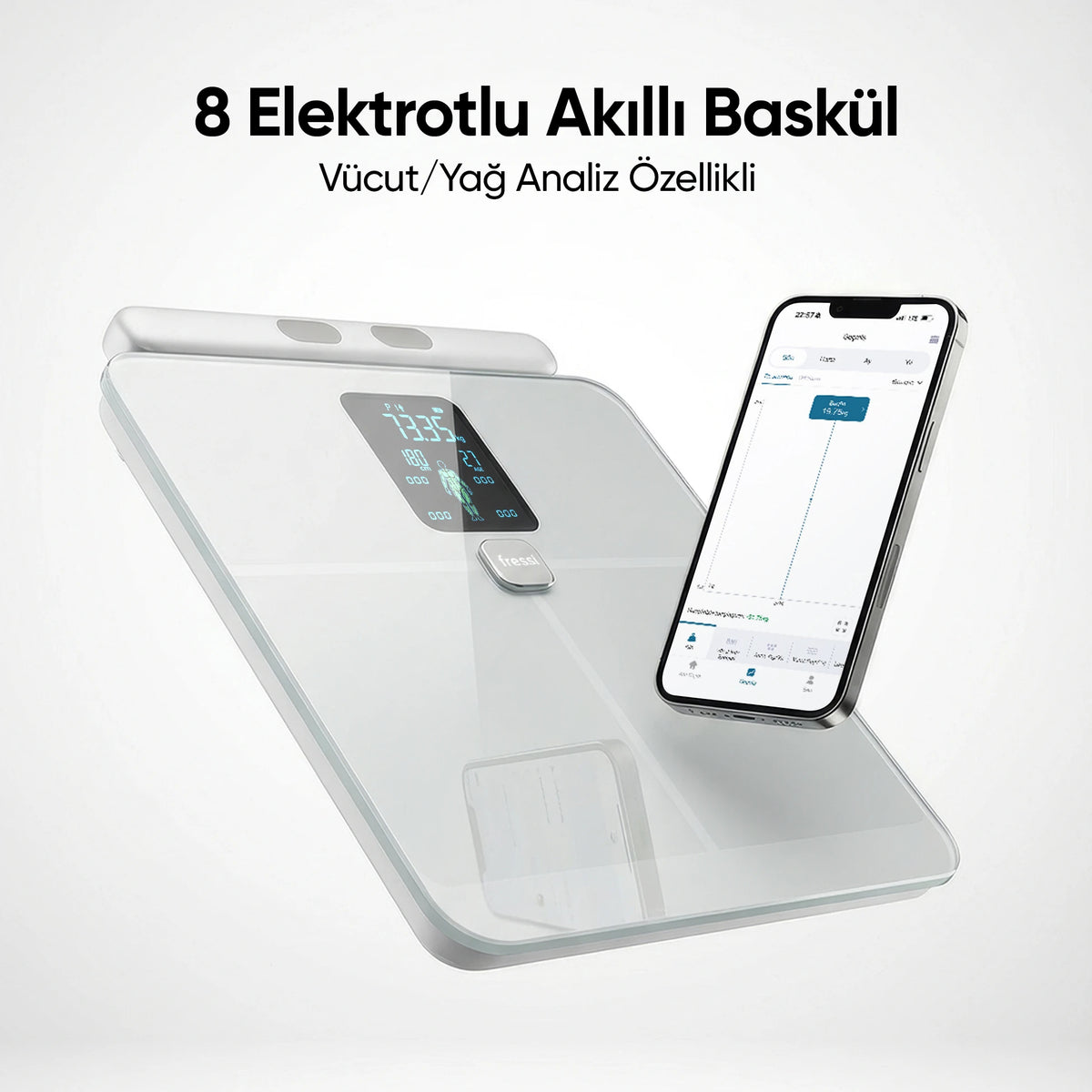 İF2835A ShapePro 8 Elektrotlu Gümüş Akıllı Dijital Baskül