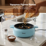 FR-PC06 PopFun Mısır Patlatma Makinesi Otomatik Karıştırma Kapak&Kase 500W Mavi
