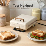 FR-TM26 Duobello Çıkarılabilir Plakalı 4 Dilim Tost Makinesi - Krem