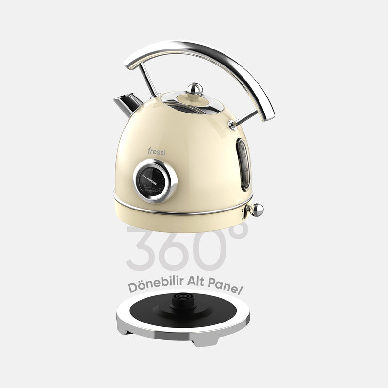 FR-KT06 Magnoli 1,8L Isı Göstergeli Kettle Su Isıtıcısı - Krem