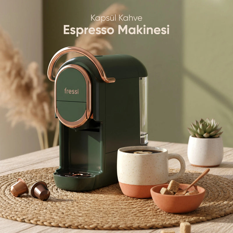 EM-542 Belezza Espresso & Cappuccino Makinesi Kapsül Kahve Makinesi - Yeşil