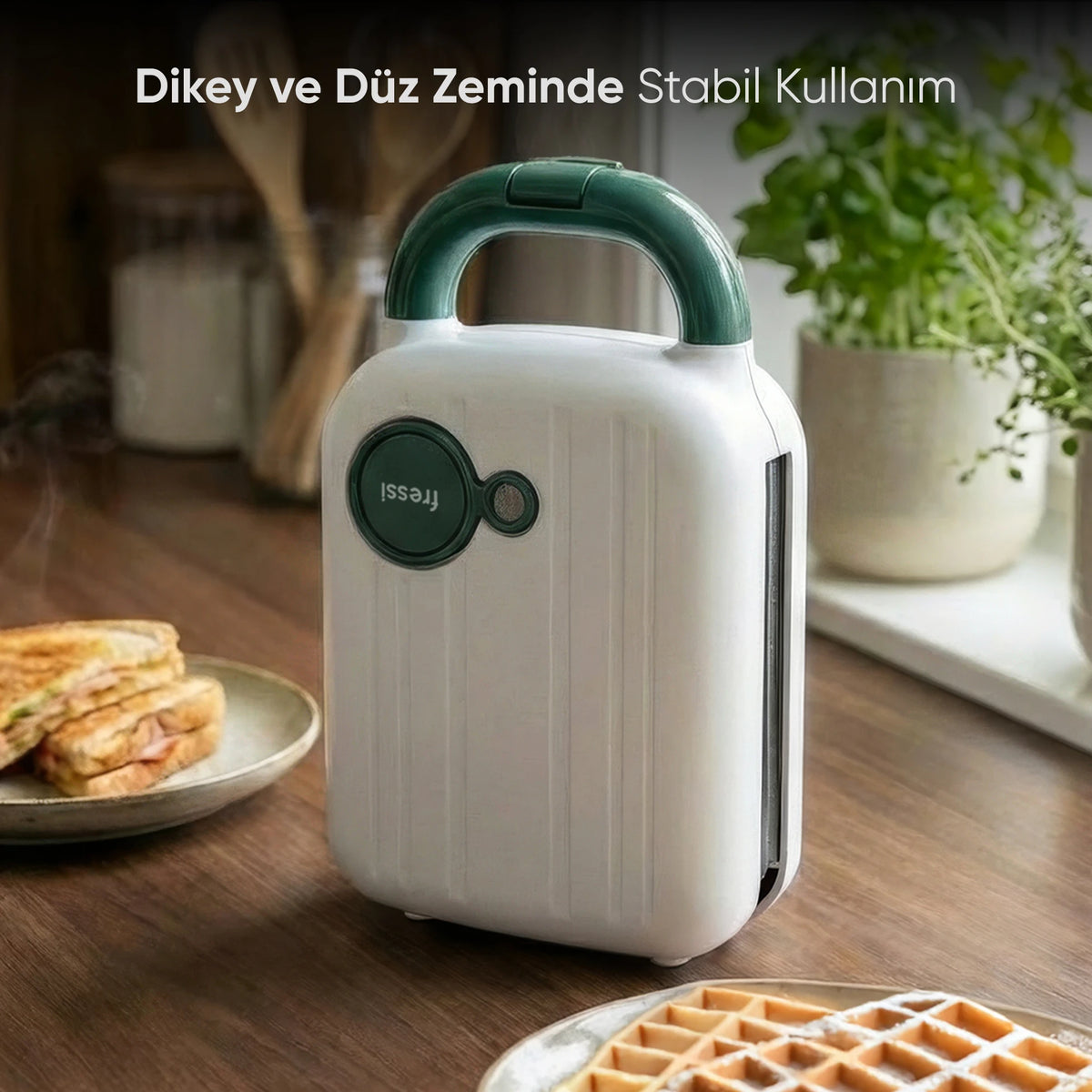 FR-TM33 PanFun Çıkarılabilir Plakalı Tost ve Waffle Makinesi - Yeşil