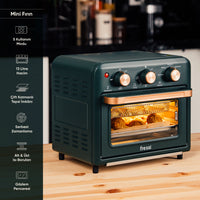 AF-01 Çok Fonksiyonlu Süre Ayarlamalı 13 Litre Xxxl Sıcak Hava Fritözü Akıllı Kore Fırını Airfryer - Yeşil