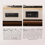 FR-P1990 Velura Dahili Hoparlörlü Pikap Müzik Kutusu Usb+Rca+Bluetooth