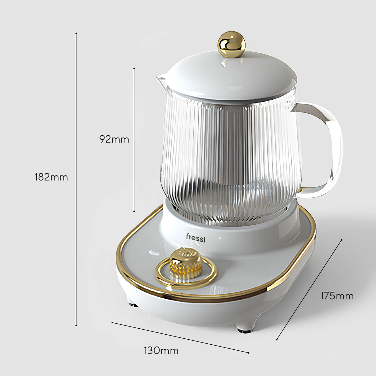 YSB-GC03 Venice 600ml Elektrikli Çok Fonksiyonlu Cam Su Isıtıcı Kettle Bitki Çayı Makinesi - Beyaz
