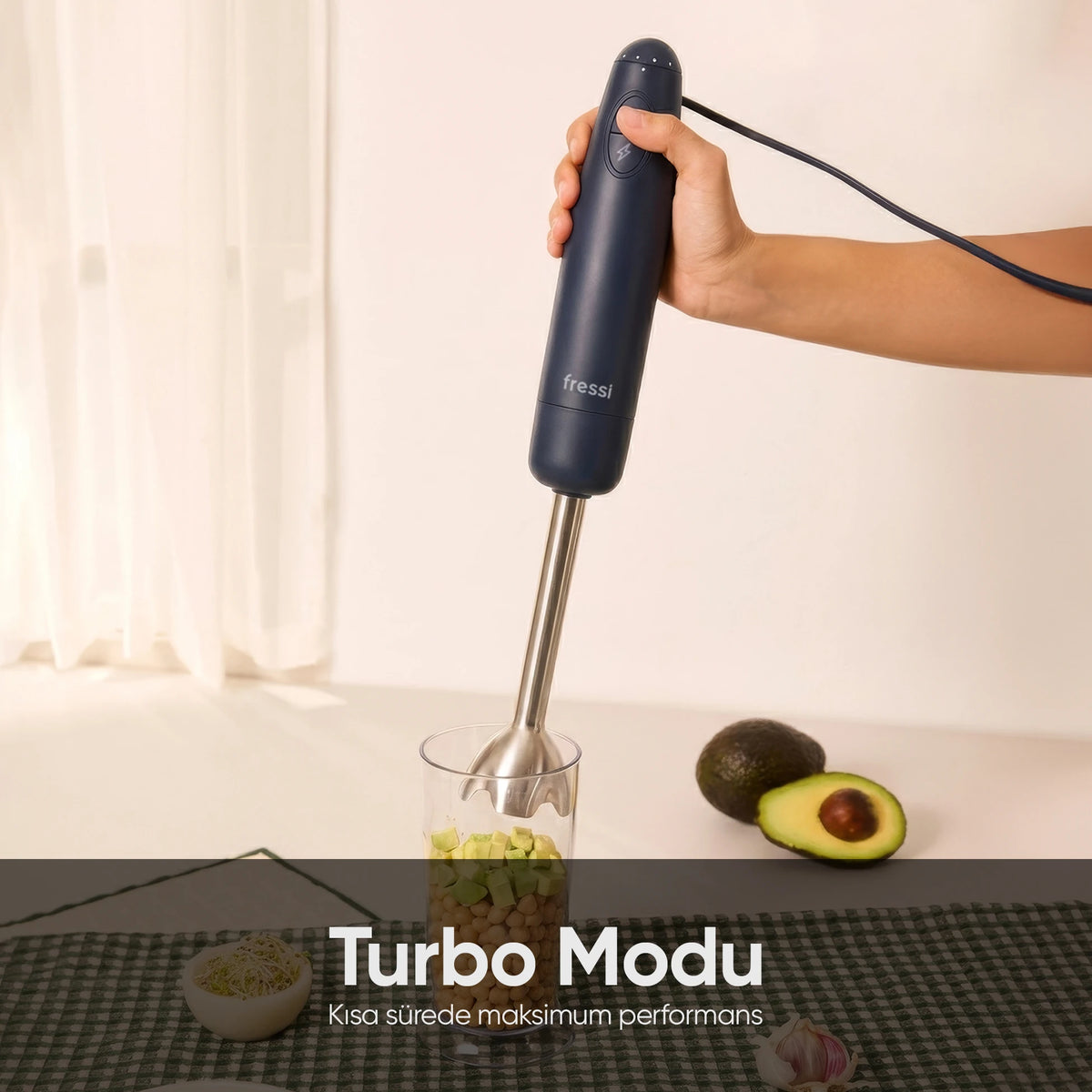 FR-HB271 Çubuk El Blender Paslanmaz Çelik Bıçaklı Turbo 1000W Lacivert Urban
