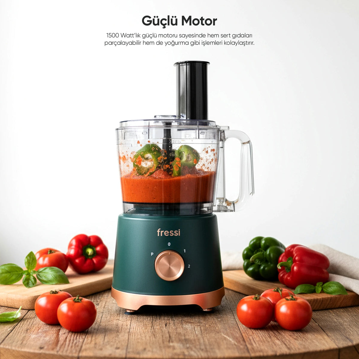 FR-PBL02 Armonia Power Blender Seti Mutfak Robotu Salata Doğrayıcı 2,5L 1200W - Yeşil