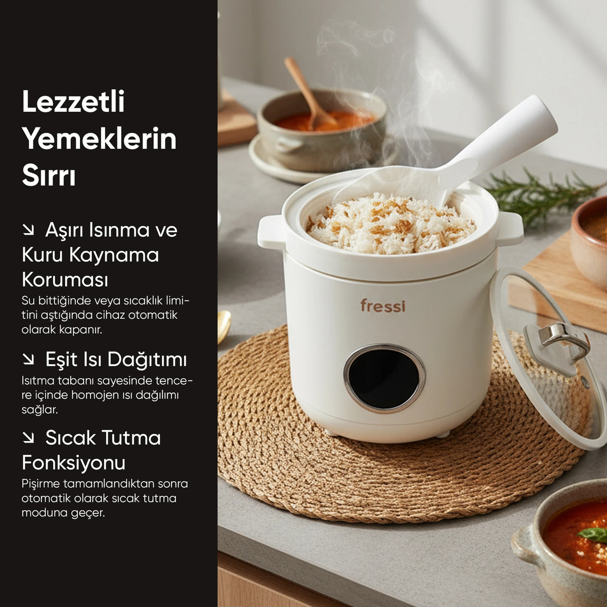 FR-BP01 Retrocook 1,2L 300W Çok Fonksiyonlu Elektrikli Pişirici