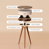 FR-SH2502 Nature Bluetooth Hoparlör Hızlı Şarj Destekli Ahşap Ayaklı Kablolu Sehpa Speaker
