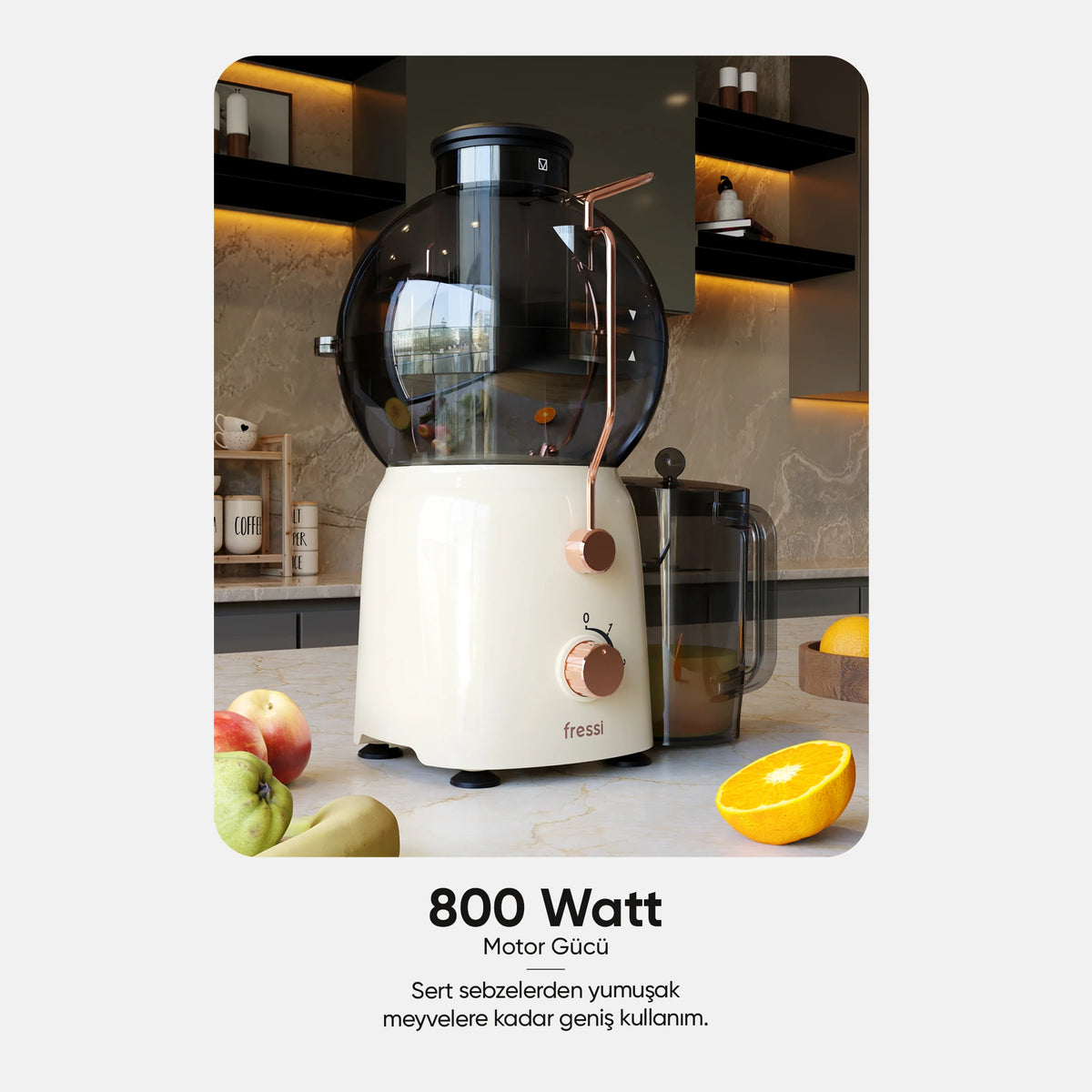 FR-KM01 Essenza Katı Meyve Sıkacağı Hız Ayarlı 1,2L 800W - Krem