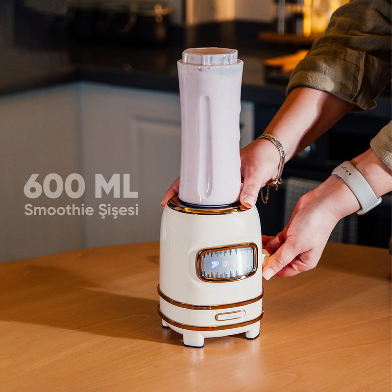 FR-BL01 Retroblend Kişisel Blender Seti Öğütücülü Smoothie Şişeli Blender 1,0 Litre Blendir Seti - Krem