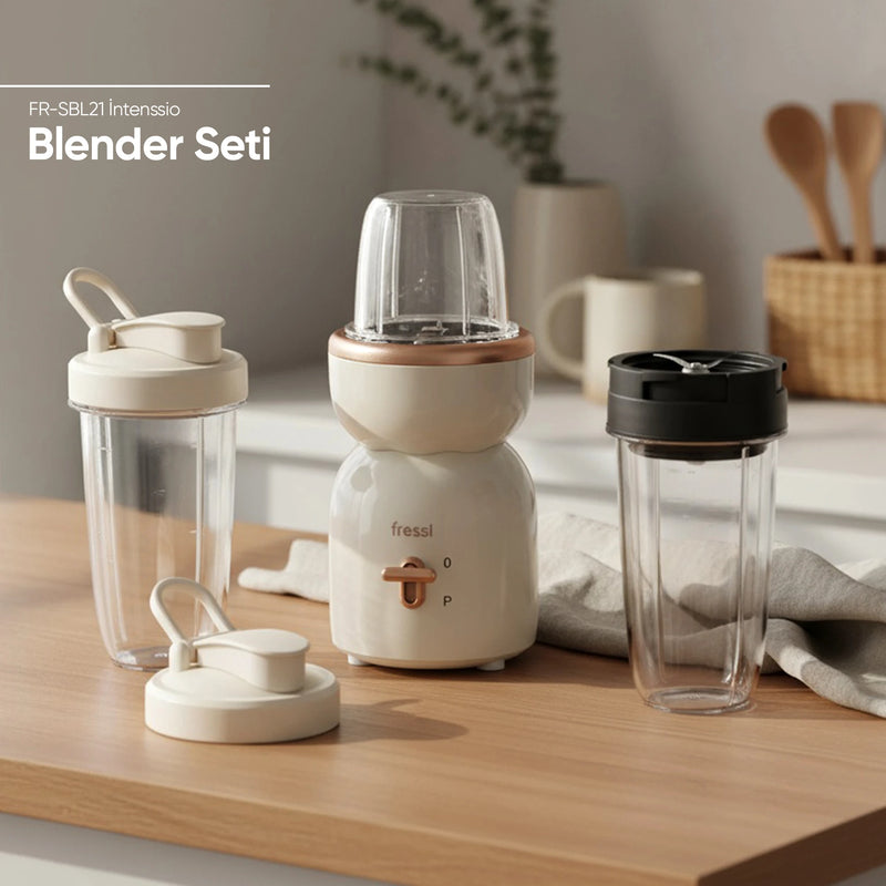FR-SBL21 İntenssio Öğütücülü Çift Şişeli Smoothie Blender Seti 400W - Krem