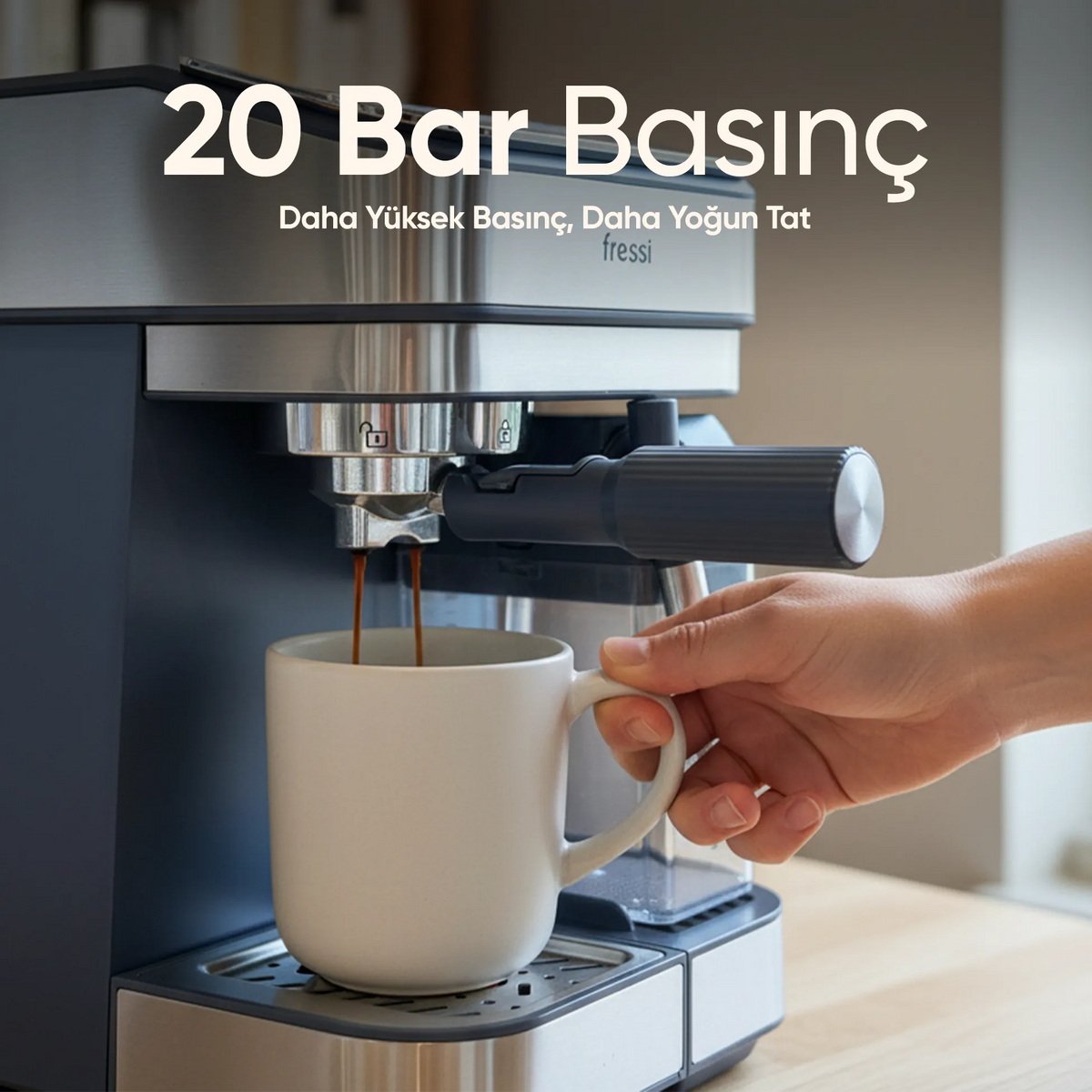 EM-02 Urban 1,5L 20Bar Tam Otomatik Kahve Lacivert Espresso Makinesi