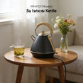 FR-KT07 Retro Mavera 1,7 Litre Ahşap Kulp Detaylı Kettle Su Isıtıcısı - Siyah