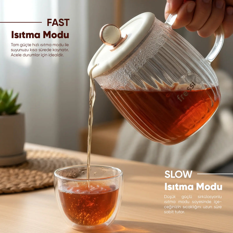 FR-KT02 600mL 400W Elektrikli Çok Fonksiyonlu Cam Su Isıtıcısı Kettle Bitki Çayı Makinesi