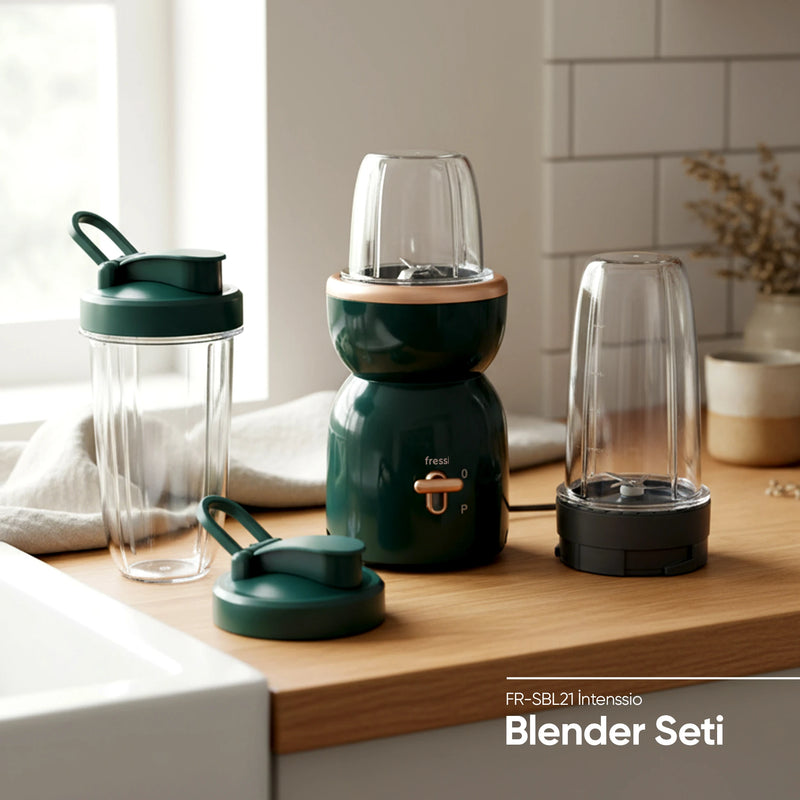 FR-SBL21 İntenssio Öğütücülü Çift Şişeli Smoothie Blender Seti 400W - Yeşil