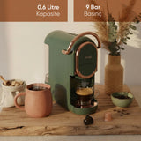 EM-542 Belezza Espresso & Cappuccino Makinesi Kapsül Kahve Makinesi - Yeşil