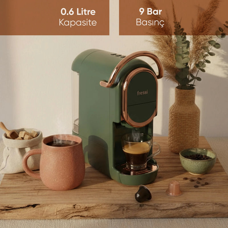 EM-542 Belezza Espresso & Cappuccino Makinesi Kapsül Kahve Makinesi - Yeşil