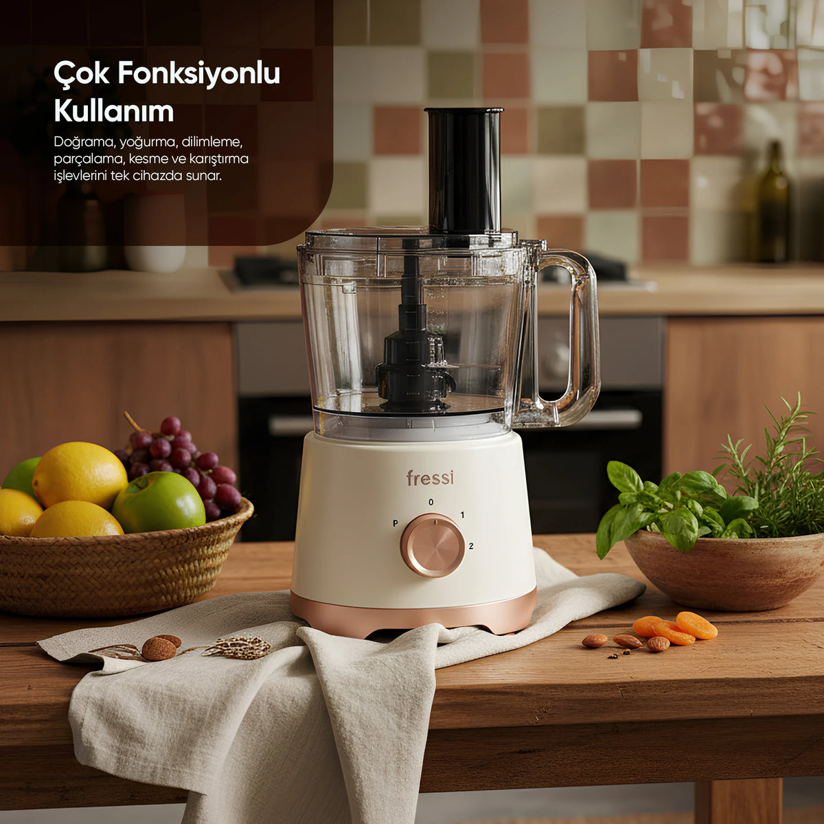 FR-PBL02 Armonia Power Blender Seti Mutfak Robotu Salata Doğrayıcı 2,5L 1200W - Krem