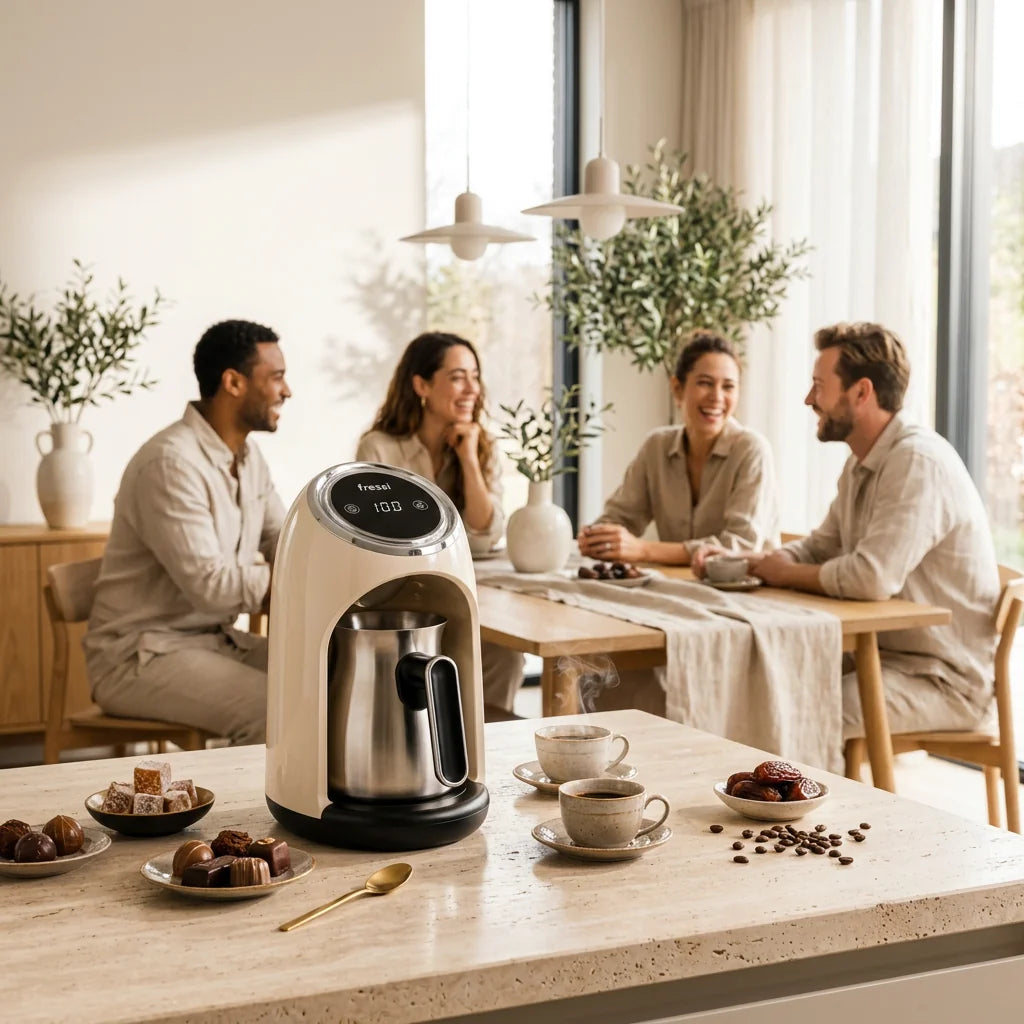FR-TK302 4 Fincan Kapasiteli 500W Türk Kahve Makinesi - Krem