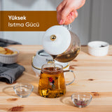 YSB-GC03 Venice 600ml Elektrikli Çok Fonksiyonlu Cam Su Isıtıcı Kettle Bitki Çayı Makinesi - Beyaz