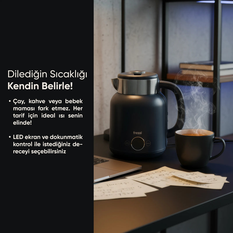 KT-01 Urban Elektrikli Su Isıtıcı Kettle 1.5 L Çelik Hazne